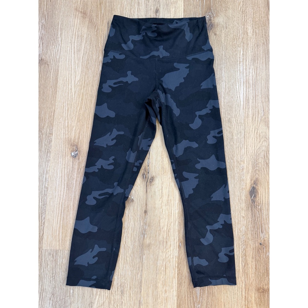 Yogalicious Lux Leggings Womens XS Black‎ Gray Camo High Rise Cropped Yoga Pants